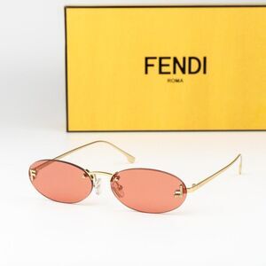 Fendi FIRST CRYSTAL Women Sunglasses Gold Bordeaux Oval Metal FE4075US 30S